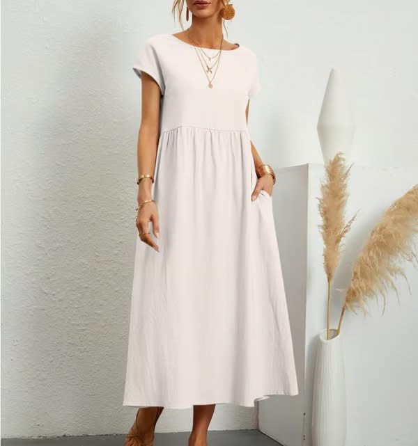 BREEZY | COTTON-LINEN SLEEVELESS POCKET DRESS