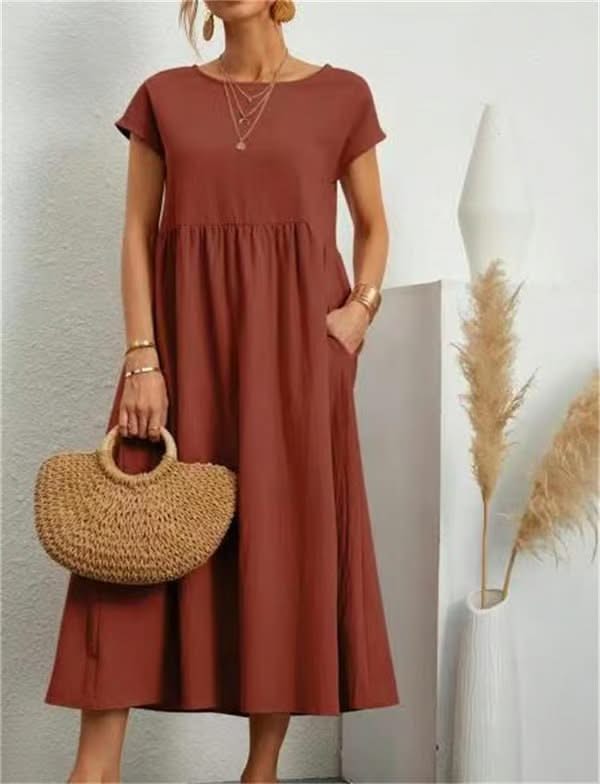 BREEZY | COTTON-LINEN SLEEVELESS POCKET DRESS