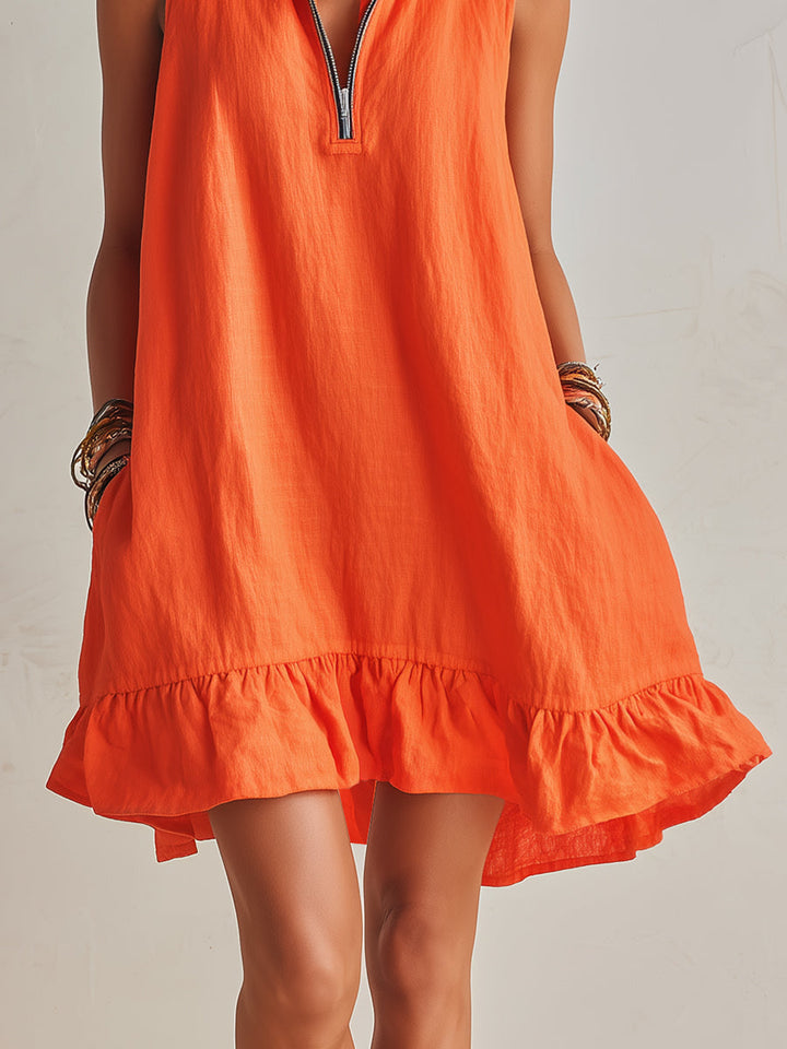 Mini Dress in Cotton and Linen