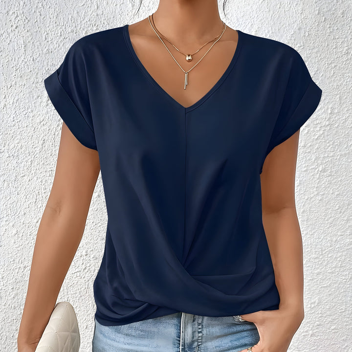 MEIKA™ | Classic Twist Detail V-Neck Top