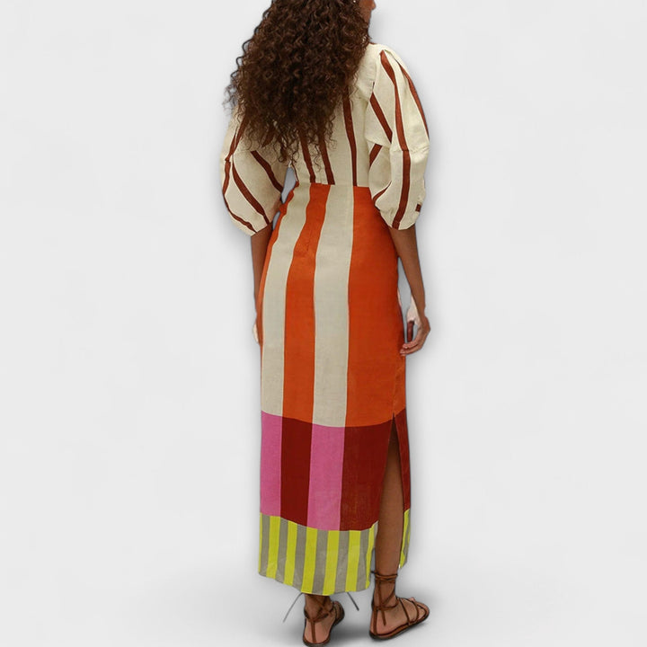 Kaya - Maxi Dress with Deep Neckline and Balloon Sleeves