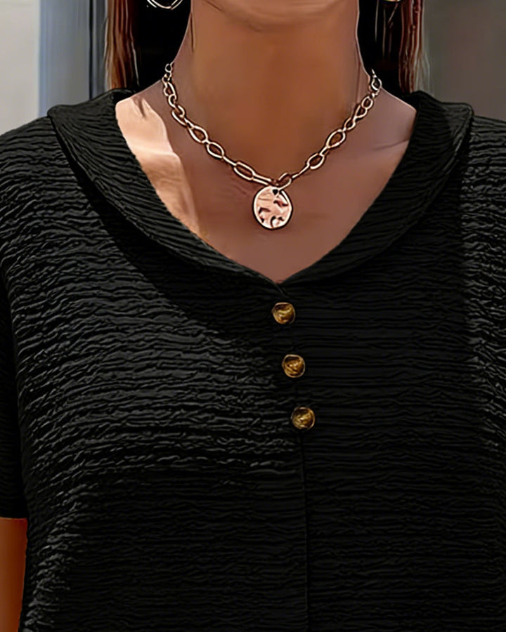 Peter Pan Collar T-Shirt with Buttons