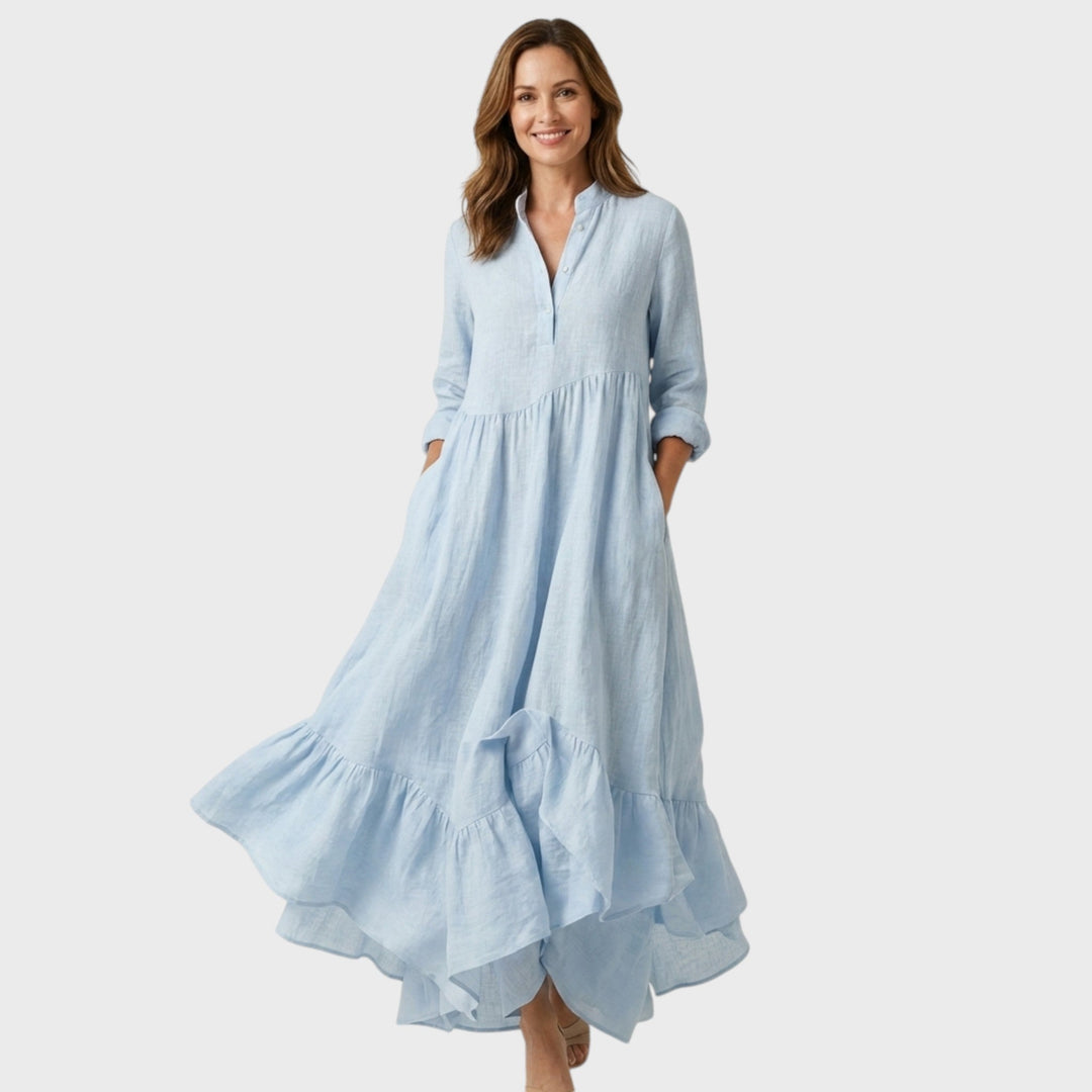 Zille - Casual ruffled linen maxi dress