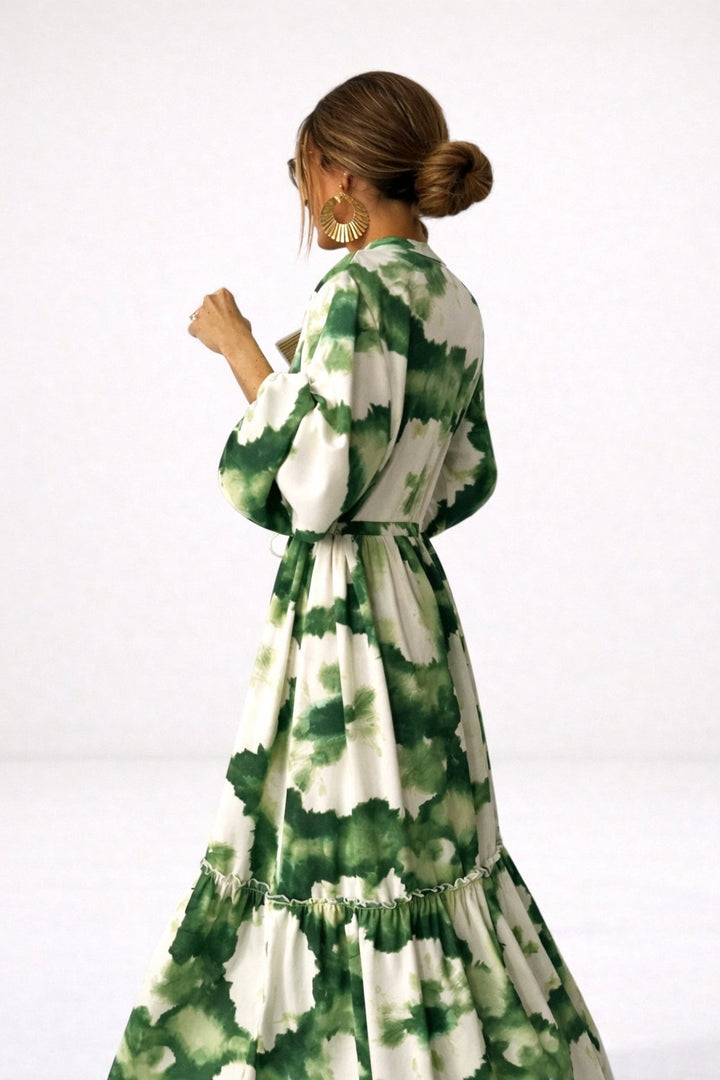 Sabine | Long Sleeve Tie Waist Tiered Maxi Dress