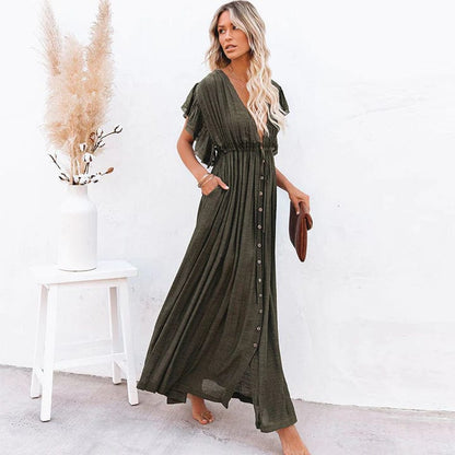 Esmee™ - Maxi Donkergroene Ibiza Jurk