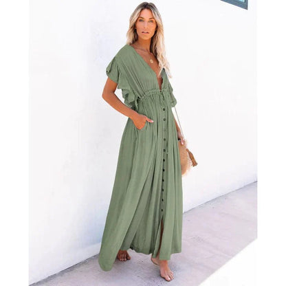 Puck™ - Maxi Groene Ibiza Strandjurk
