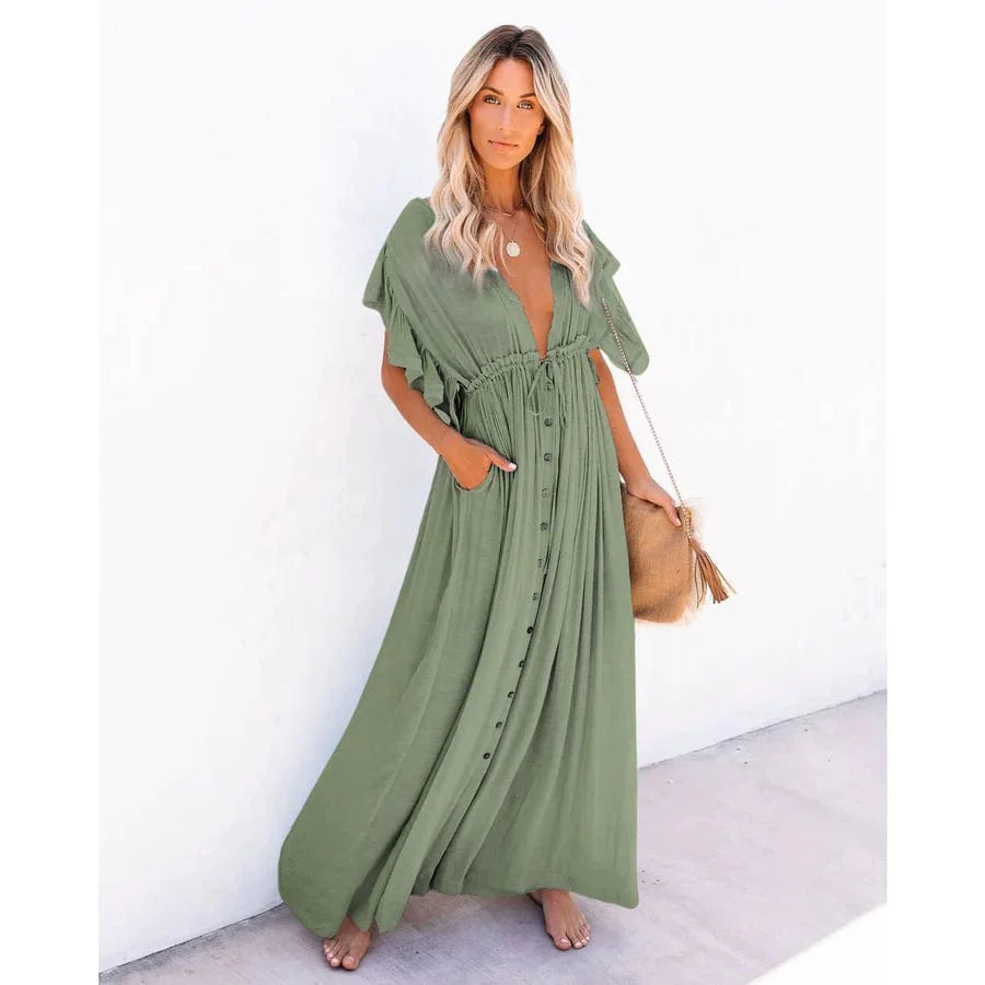 Puck™ - Maxi Groene Ibiza Strandjurk
