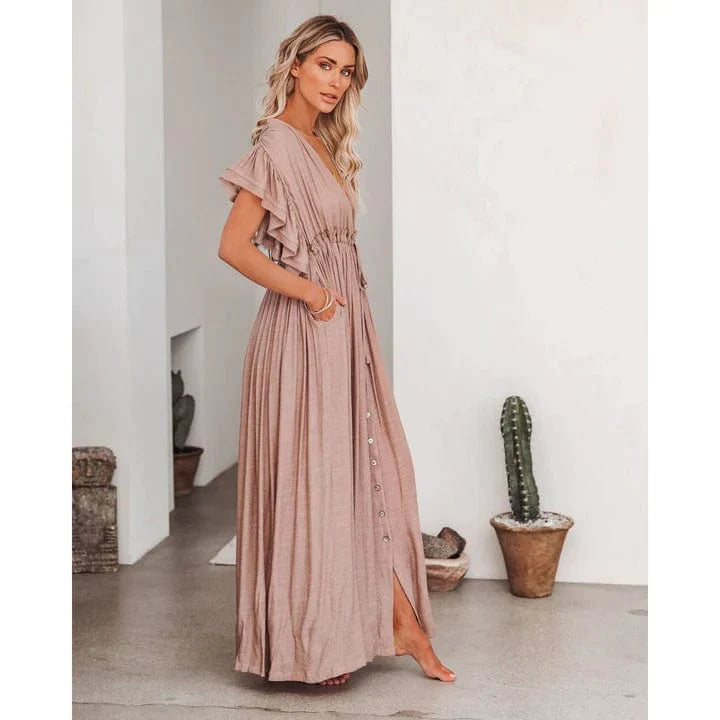 Anne™ - Maxi Taupe Ibiza Jurk