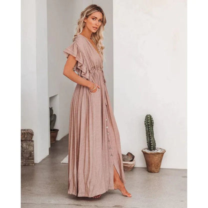 Anne™ - Maxi Taupe Ibiza Jurk