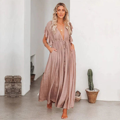 Anne™ - Maxi Taupe Ibiza Jurk