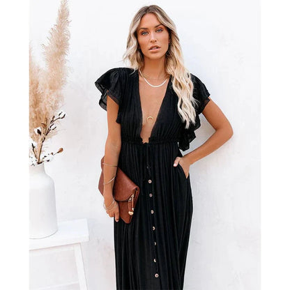 Feline™ Maxi Zwarte Ibiza Jurk