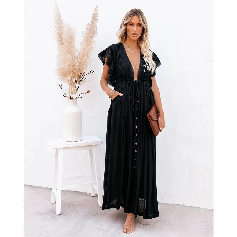 Feline™ Maxi Zwarte Ibiza Jurk