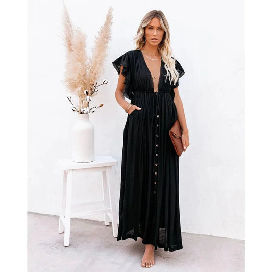 Feline™ Maxi Zwarte Ibiza Jurk