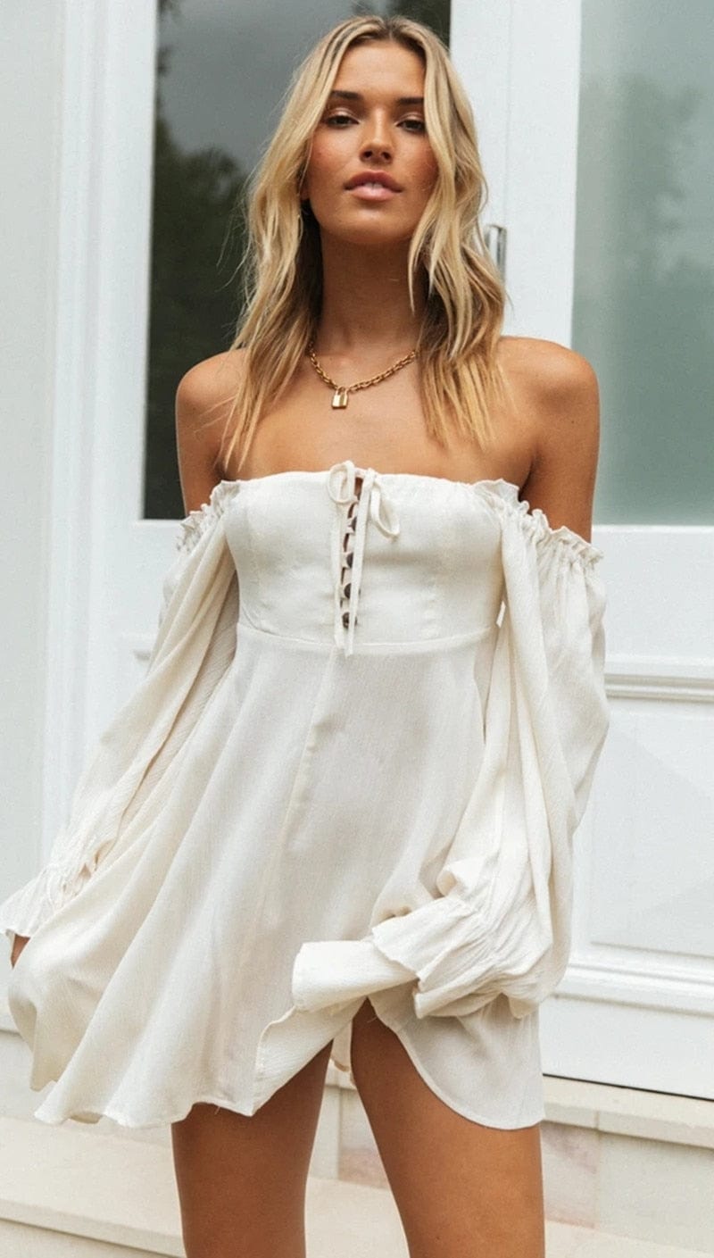 Olivia™ - Witte Off-shoulder Jurk