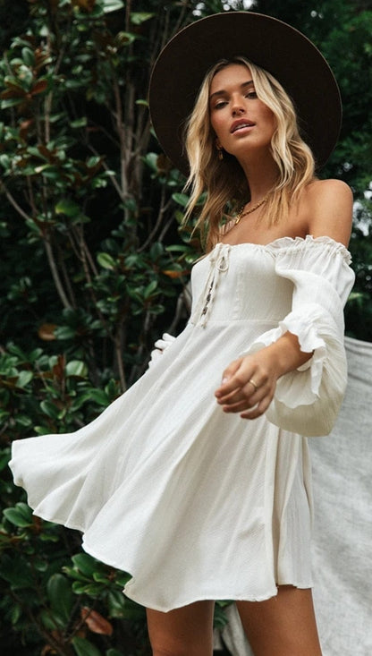 Olivia™ - Witte Off-shoulder Jurk