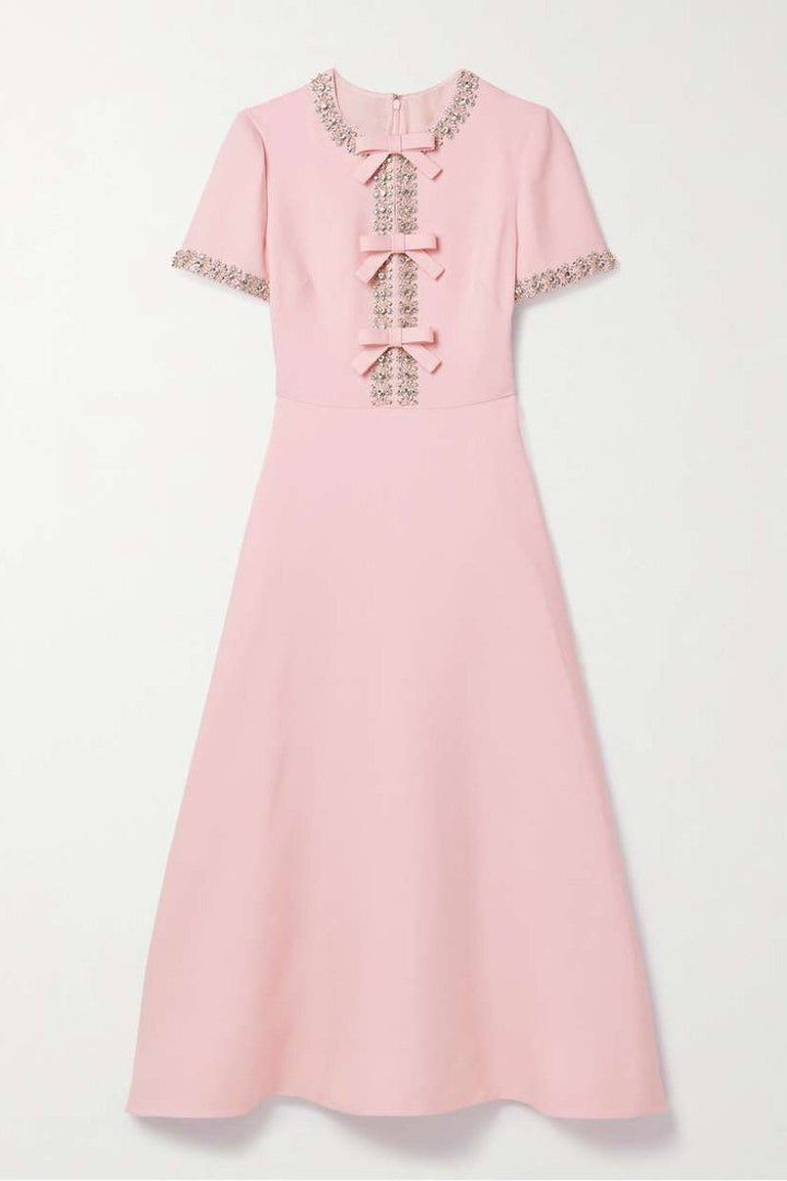 Zoe Dress with Bow and Crystal Embellishments